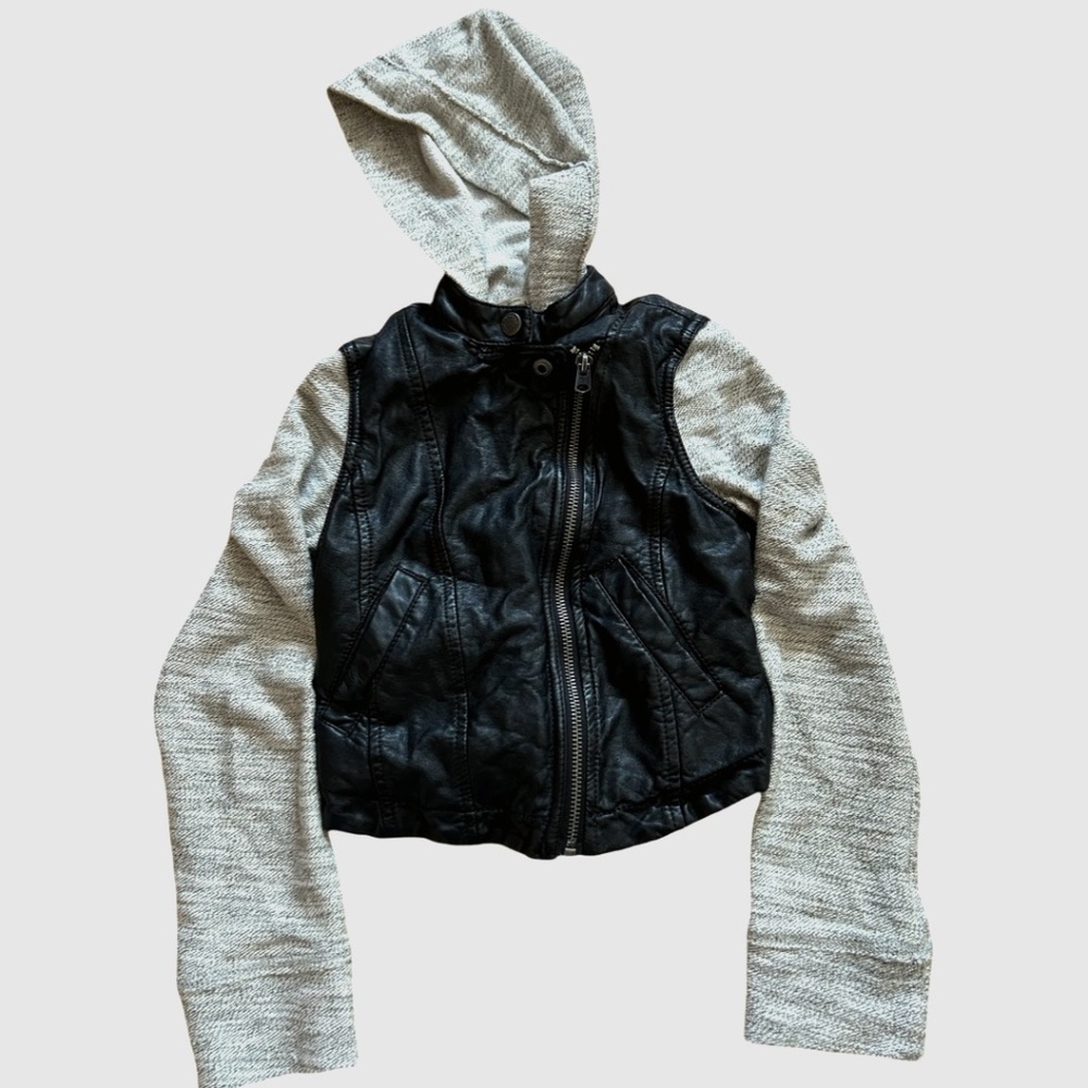 Abercrombie Kids Faux Leather Bomber Jacket with Fleece (7 Y)